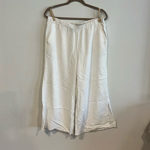 Eileen Fischer white wide leg cropped pants size medium